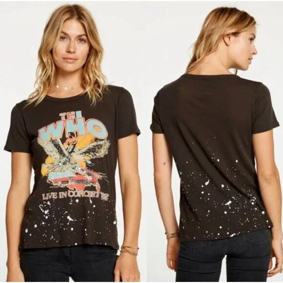 Chaser Tops - CHASER The Who Live in Concert T-Shirt Crewneck Graphic Print Short Sleeve Top
